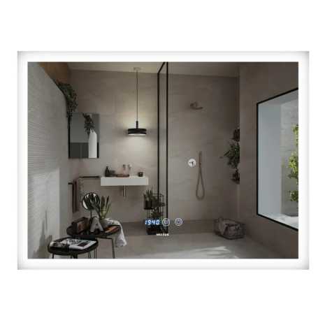 Зеркало MIXXUS FLAT MR04-100x80 с LED-подсветкой, антизапотеванием и часами (MI6927)