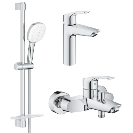 Набор смесителей 3 в 1 Grohe Eurosmart для ванны, хром, латунь, стиль модерн (UA123246M3)