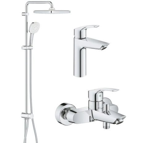 Набір змішувачів Grohe Eurosmart 3 в 1 для ванни, хром, 150 см, латунь (UA123246R1) Набір змішувачів Grohe Eurosmart 3 в 1 для ванни, хром, 150 см, латунь (UA123246R1)