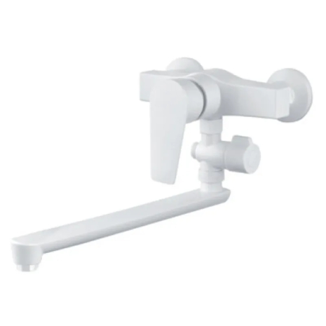 Змішувач для ванни PLAMIX OSCAR-006 SET WHITE з душовим шлангом і лійкою (PM0703)