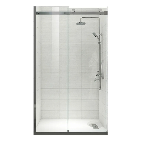 Двері в нішу Koer SR SD01-120x200, скло 8мм Easy Clean, графітові розсувні. (KR5378)