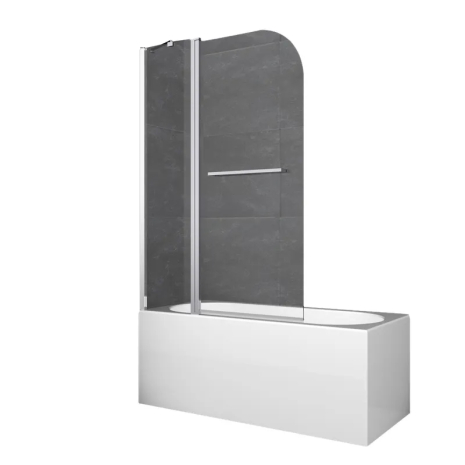 Шторки скляні на ванну Koer SR BS04, 95x140 см, хром, 6мм, розпашні (KR5403)