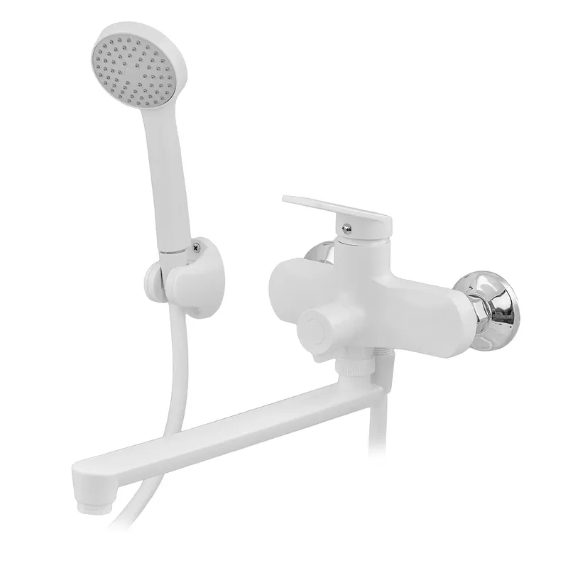 Змішувач для ванної Plamix Lucas-006 EURO SET White з шлангом та лійкою (PM0709) Змішувач для ванної Plamix Lucas-006 EURO SET White з шлангом та лійкою (PM0709)