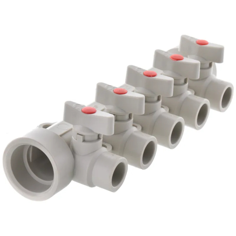 Коллектор 5-way с шаровыми кранами 40x20 PPR Koer K0172.PRO для водоснабжения и отопления (KP0222)
