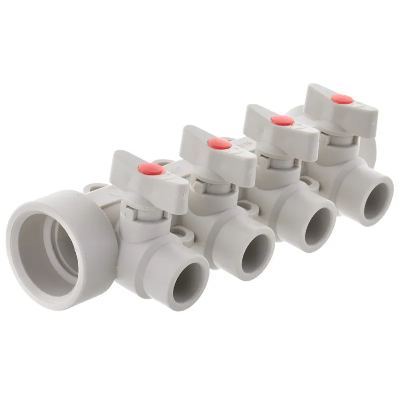 Коллектор 4-way PPR Koer K0171.PRO (40x20) с латунными кранами для водоснабжения и отопления (KP0221) Коллектор 4-way PPR Koer K0171.PRO (40x20) с латунными кранами для водоснабжения и отопления (KP0221)