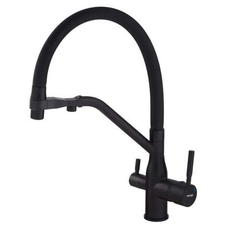 Смеситель для кухни MIXXUS PREMIUM Gravity 021 BLACK с гибким изливом и фильтром (MI6978)