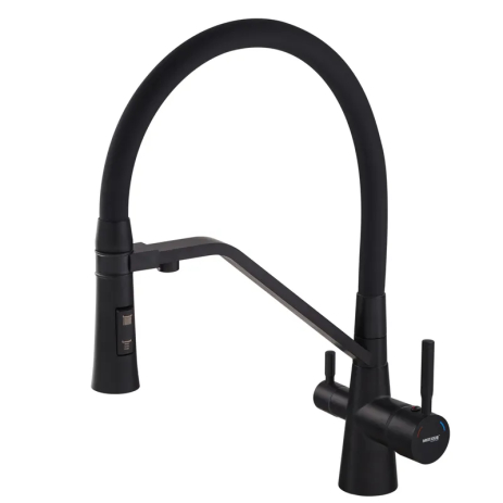 Змішувач для кухні Mixxus Premium 021 BLACK з гнучким виливом та виходом для фільтрованої води (MI6974) Змішувач для кухні Mixxus Premium 021 BLACK з гнучким виливом та виходом для фільтрованої води (MI6974)