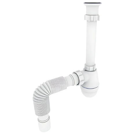 Сифон для раковини Zerix SU-03-А з ревізією (Квіт білий) 1 1/4" (ZX5083)