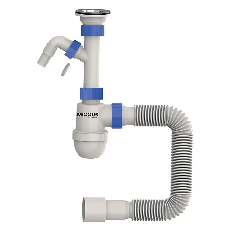 Сифон для умивальника Mixxus SU-02-B 1 1/2"x40 з литим випуском і відведенням для пральної машини (MI Сифон для умивальника Mixxus SU-02-B 1 1/2"x40 з литим випуском і відведенням для пральної машини (MI
