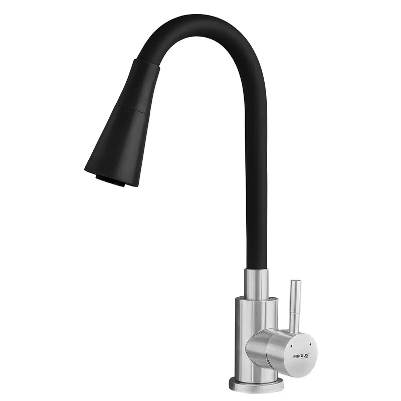Смеситель для кухни MIXXUS SUS-011-T REFL.BLACK с силиконовым изливом из нерж. стали SUS304 Смеситель для кухни MIXXUS SUS-011-T REFL.BLACK с силиконовым изливом из нерж. стали SUS304