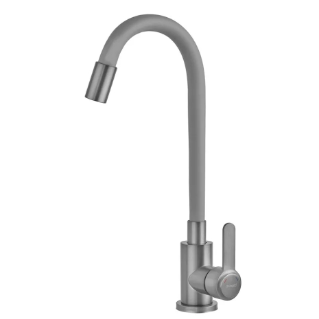 Смеситель для кухни Champion EZA-011 Graphite REFL.Gray с силиконовым изливом из нерж стали CH6566