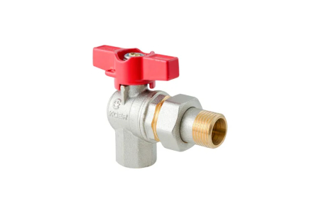 Кран з американкою кутовий Koer Extreme KE.228-15 — 1/2" ручка "метелик" червона (KR5763)