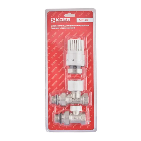 Комплект для під'єднання радіатора Koer SET-30 — 1/2" (прямий) з термоголовкою (KR5717) Комплект для під'єднання радіатора Koer SET-30 — 1/2" (прямий) з термоголовкою (KR5717)