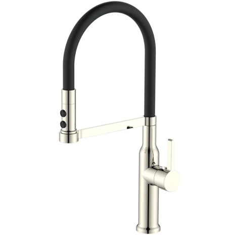 Смеситель для кухни Mixxus Premium PULL 017 SS COLOR REFL.BLACK (Цвет нерж.+силик.излив черный) (MI8279)