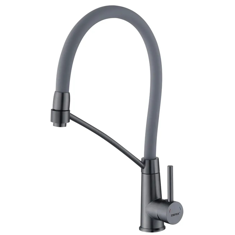 Смеситель кухонный Zerix FUL-017 Graphite Gray с силиконовым изливом SUS304 (ZX5996) Смеситель кухонный Zerix FUL-017 Graphite Gray с силиконовым изливом SUS304 (ZX5996)