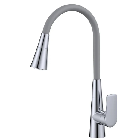 Смеситель для кухни Mixxus Premium Matis 011-T (NUT) Refl.Gray (Цвет хром+силик.излив серый) (MI8267)