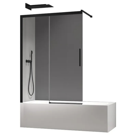Шторки скляні на ванну розсувні Koer SR BS06-120x150-TR-07 прозоре скло Easy Clean 6 мм, графіт (KR5947)