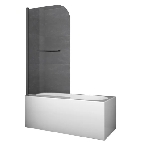 Шторки стеклянные на ванну распашные Koer SR BS02-80x140-TR-07 прозрачное стекло 6мм, графит (KR5941)