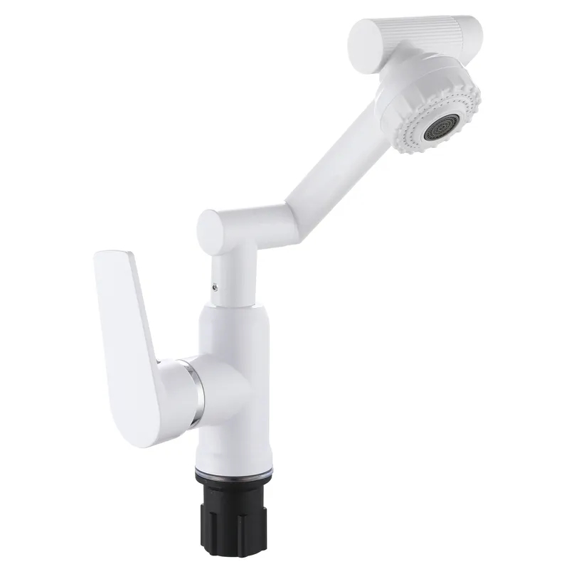 Змішувач для умивальника з регульованим виливом Plamix Oscar-001-FX SET White (з підводкою) (Квіт білий) (PM6105) Змішувач для умивальника з регульованим виливом Plamix Oscar-001-FX SET White (з підводкою) (Квіт білий) (PM6105)