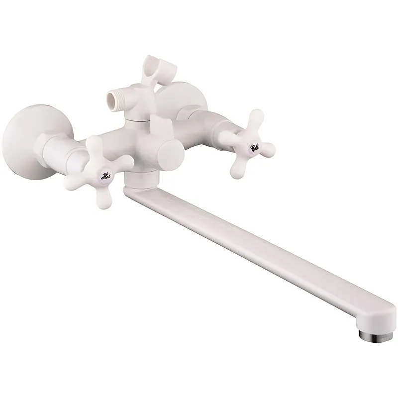 Змішувач для ванни Plamix Pablo-140 Euro Set White (зі шлангом і лійкою) (PM0751) Змішувач для ванни Plamix Pablo-140 Euro Set White (зі шлангом і лійкою) (PM0751)