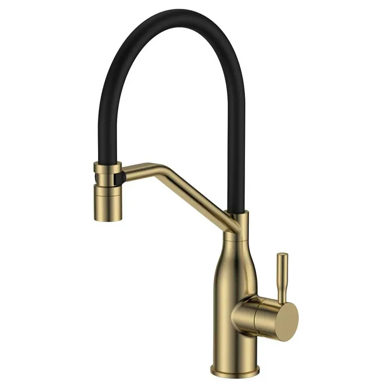 Смеситель для кухни MIXXUS Premium Gravity 017 с гибким изливом матовое золото черный MI8410 Смеситель для кухни MIXXUS Premium Gravity 017 с гибким изливом матовое золото черный MI8410