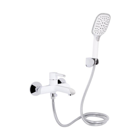 Змішувач для ванни Qtap Grand (з душовим гарнітуром) QTGRAWCR006 Chrome/White