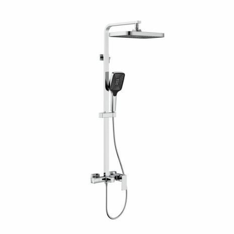 Душова система для кабіни Qtap Capricorn на три споживачі (з виливом) 53103KNC Chrome