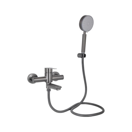 Смеситель для ванны Brinex Pure 006 с поворотным изливом (с душевым гарнитуром) Gunmetal Black BRIPUR006GRP