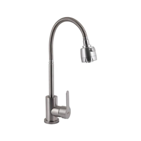 Смеситель для кухни Brinex Pure 015F41 с гибким изливом Nickel BRIPUR015F41NKL
