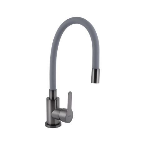 Змішувач для кухні Brinex Pure 015F3 з гнучким виливом Graphite/Grey BRIPUR015F3GRG