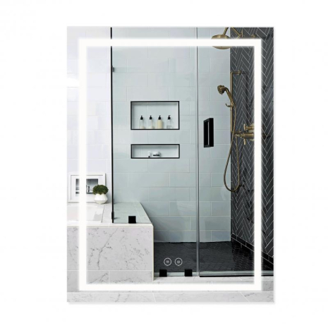 Дзеркало Qtap Mideya (DC-F937) 600х800 з LED-підсвічуванням Touch, з антизапітнінням, з годинником, диммером