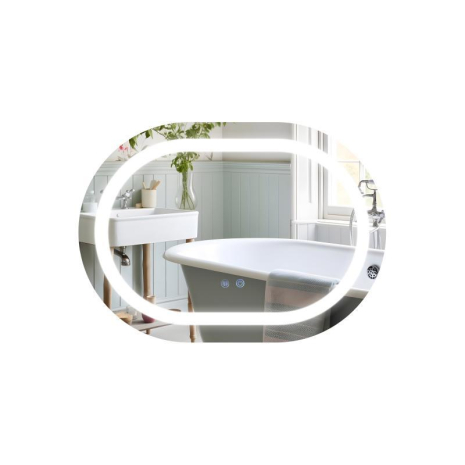 Овальне дзеркало з LED підсвіткою Qtap Gemini 500х700 Touch з антизапотіванням та регулюванням кольору