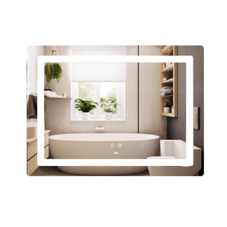 Дзеркало з LED підсвіткою Lidz Kubis KU2 900х700 Touch з антизапотіванням диммером та регулюванням яскравості