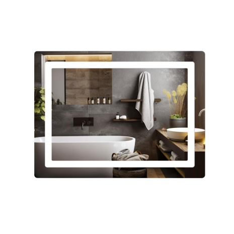 Дзеркало з LED підсвіткою Lidz Kubis KU2 800х600 Touch з антизапотіванням диммером та регулюванням яскравості