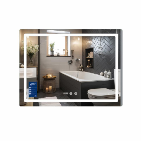 Зеркало с часами и LED подсветкой Qtap Mideya MI2 1000х800 Touch с антизапотеванием диммером регулировкой яркости