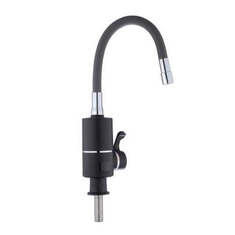 Проточный кран-водонагреватель с гибким изливом для кухни Lidz Warm 064 LDWAR064GRE49094 Black/Grey