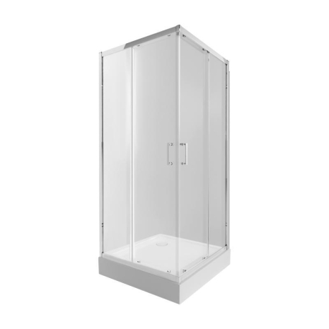 Набір Qtap душова кабіна Taurus CRM1011SC6 Clear 100х100 см + піддон Tern 301112, квадратна форма, хромований профіль