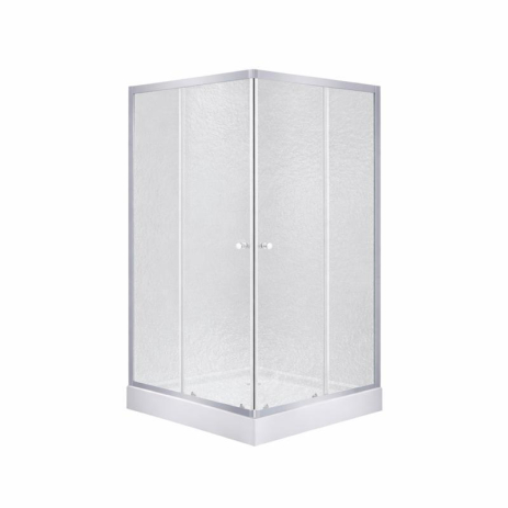 Набір Lidz душова кабіна Wawel SC80x80.SAT.LOW.FR, скло Frost 4 мм + піддон Mazur, квадратна форма, сатиновий профіль