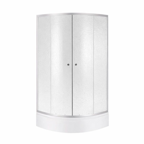 Lidz Latwa SC90x90.SAT.MID.FR Душова кабіна полукругла, скло Frost 4 мм + Lidz Душовий піддон KAPIELKA, 2 в 1