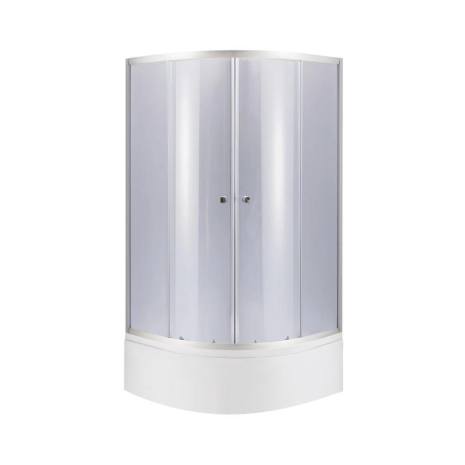 Lidz Latwa SC80x80.SAT.HIGH.GR Душова кабіна півкругла, скло тонке 4 мм + Lidz Душовий піддон KAPIELKA, 80x80 см