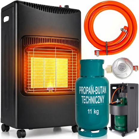 Газовый обогреватель складной Ekspand 4200W + баллон Vitkovice Milmet 27 л (11 кг), комплект для дома и дачи
