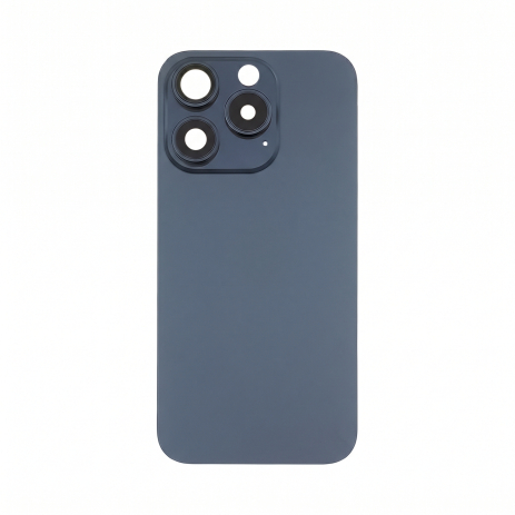 Заднее стекло корпуса для Apple iPhone 15 Pro Blue Titanium (синее) с рамкой и стеклом камеры