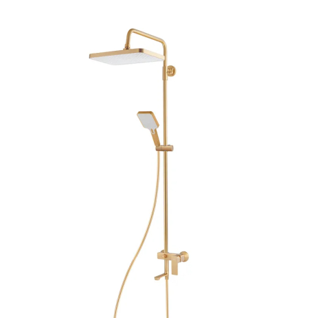 Душова колона з змішувачем Haiba KUBUS 009-J BRUSHED GOLD, 3 режими, латунь, тропічний душ (HB9627)