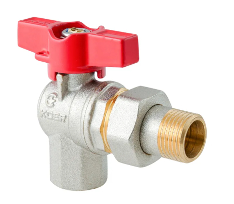 Кран з американкою кутовий Koer Extreme KE.228-15 — 1/2" ручка "метелик" червона (KR5763)