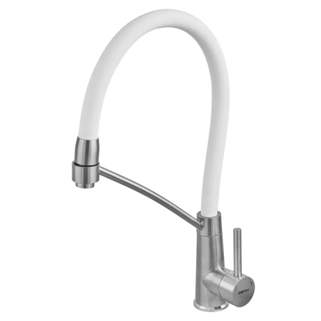 Смеситель кухонный Zerix FUL-017 White с силиконовым изливом SUS304 (ZX5994)