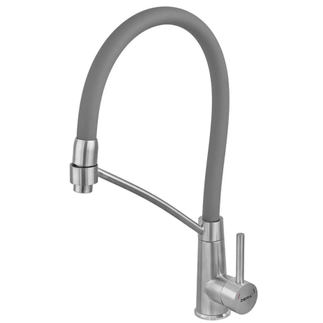 Смеситель кухонный Zerix FUL-017 Gray с силиконовым изливом SUS304 (ZX5993)