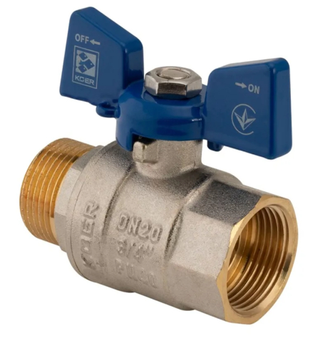 Кран кульовий KOER 3/4" ГШБ (KR.218.B) синій, нікельований, для води (KR2723)