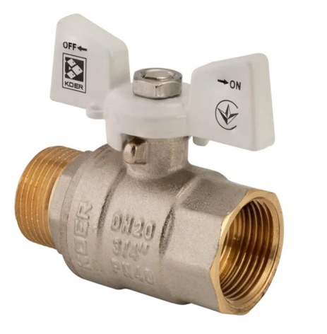 Кран кульовий KOER 3/4" нікельований (KR.218.W) для води білий (KR0183)