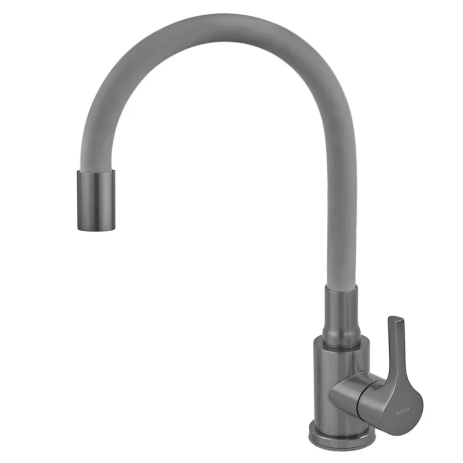 Смеситель для кухни Zerix Rex-011 Graphite Refl.Grey из нерж.стали (Цвет графит+силик.излив серый) (ZX6130)