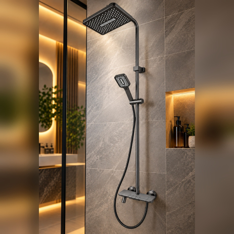 Душевая колонна со смесителем Mixxus Premium Ronda 009-J Graphite (цвет графит) (MI8387)